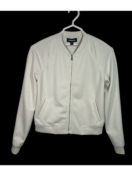 Express Jackets & Blazers - Express Ivory Bomber Jacket Size XXS Full-Zip Long Sleeve Medium-Lightweight Wom